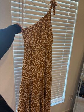 One-Shoulder Floral Maxi Dress in Mustard